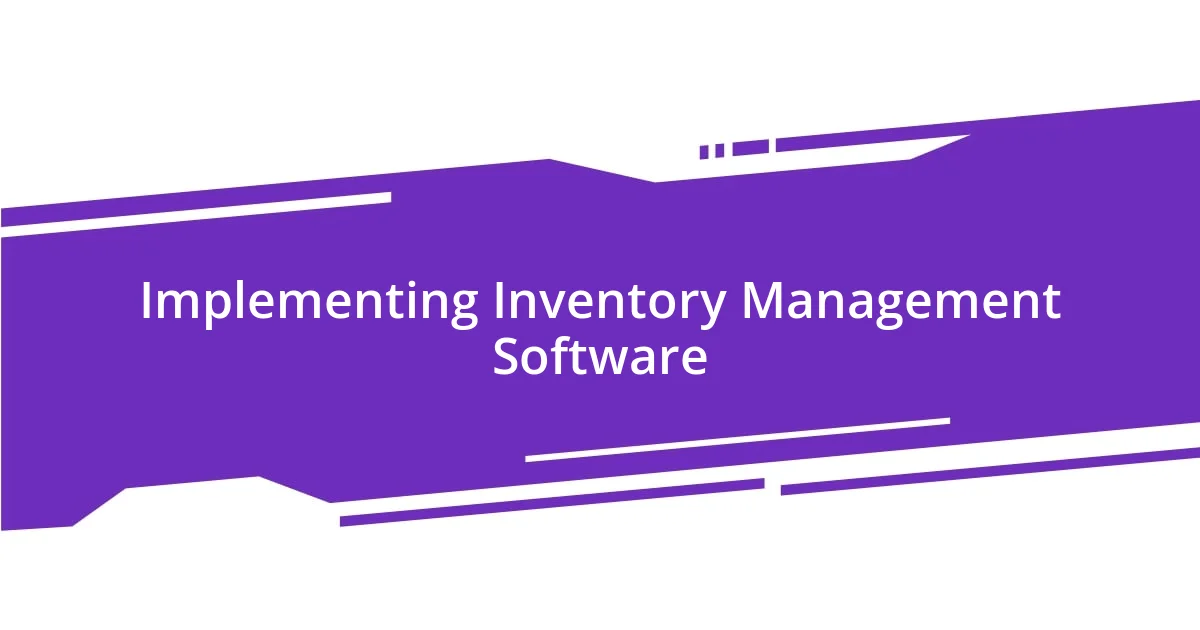 Implementing Inventory Management Software